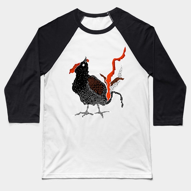 Rooster Baseball T-Shirt by Kuhtina